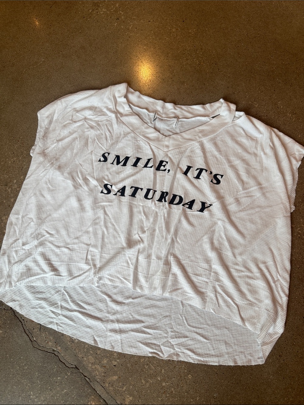 Wildfox White Short Sleeve Tee "Smile, It's Saturday"